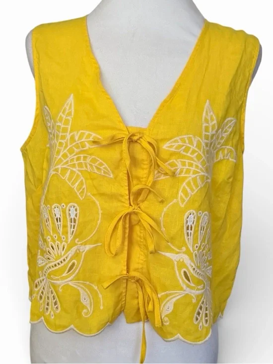 NEW Christian Siriano Yellow Embellished Crop Tank Top SZ MEDIUM - Picture 1 of 7